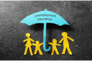 Umbrella-shaped paper that says "Unemployment Insurance."