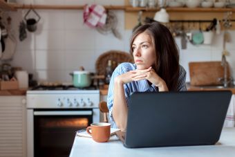 Woman working from home.