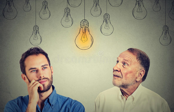 Male coworkers from different generations.