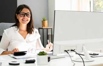 Accountant looking at her computer