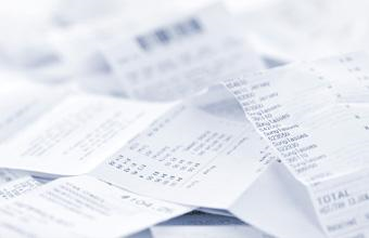 Receipts for an expense report.