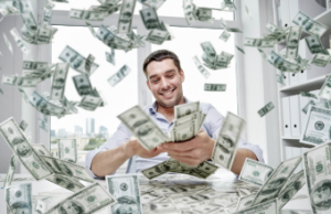 Man holding and tossing money 
