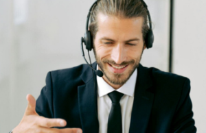 remote employee on virtual meeting call