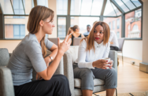two women in conversation