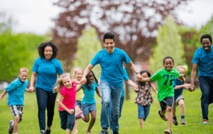 nonprofit camp counselors and kids