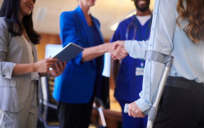 Worker with crutches returning to work