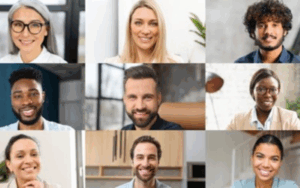 Group of people in a Zoom meeting.