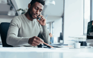Independent Contractor at desk working