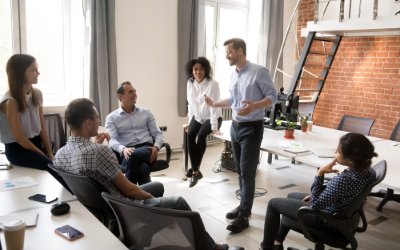 Man speaking in a team meeting.