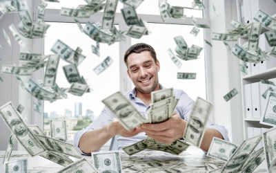 Man holding and tossing money