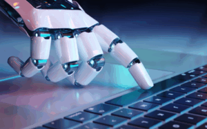 AI typing on a computer