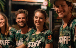 Four seasonal staff members smiling.