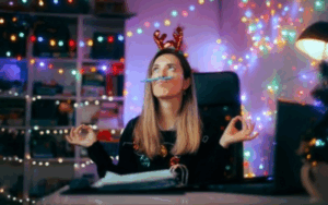 Distracted employee during holidays at office