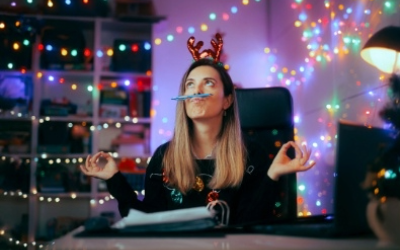 Distracted employee during holidays at office