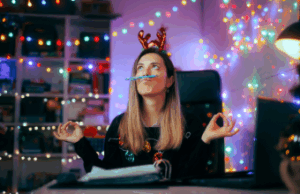 Distracted employee during holidays at office