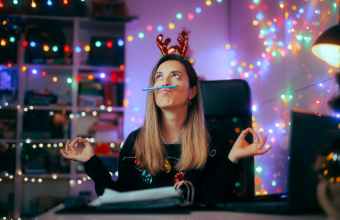 Distracted employee during holidays at office