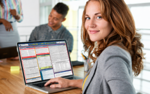 digital labor law posters on laptop