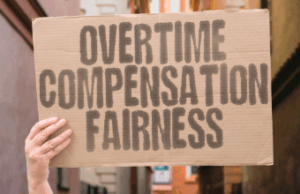 Employment law sign about fairness and compensation