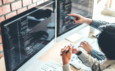 employees solving problem on computer
