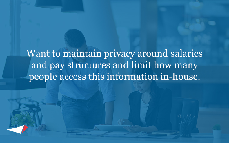 Image with text: Want to maintain privacy around salaries and pay structures and limit how many people access this information in-house.